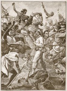 Un puñado de Bersaglieri defendiendo un puesto avanzado fueron masacrados, ilustración de 
